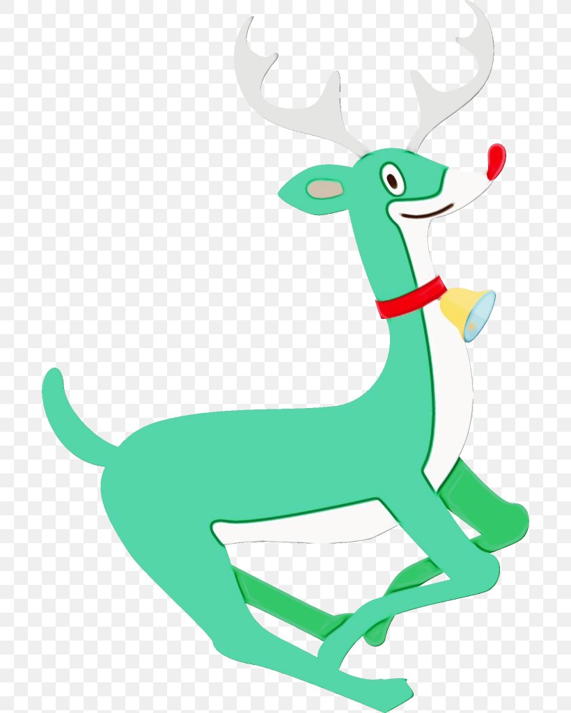 Reindeer, PNG, 700x1024px, Watercolor, Animal Figure, Deer, Green, Paint Download Free