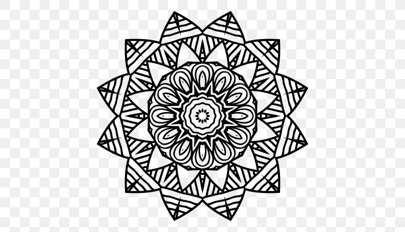 Mandala Coloring Book Drawing Sacred Geometry, PNG, 600x470px, Mandala, Area, Black, Black And White, Buddhism Download Free