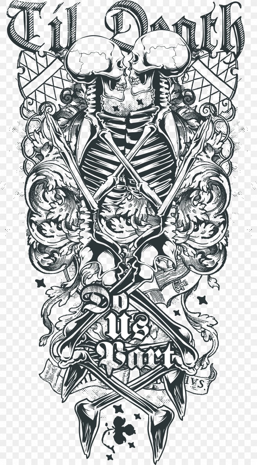 Death Sleeve Tattoo Abziehtattoo Human Skull Symbolism, PNG, 1862x3361px, Death, Abziehtattoo, Art, Artwork, Black And White Download Free