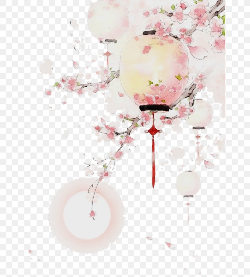 Cherry Blossom Cartoon, PNG, 658x908px, Watercolor, Balloon, Blossom, Cherry Blossom, Chinese Art Download Free