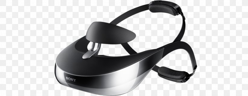 Head-mounted Display Virtual Reality Headset HMZ-T1 Sony Computer Monitors, PNG, 2028x792px, 71 Surround Sound, Headmounted Display, Black And White, Camera, Computer Monitors Download Free