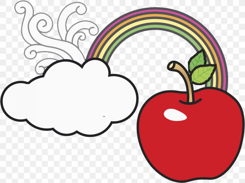Apple Rainbow Cloud Iridescence Clip Art, PNG, 851x638px, Apple, Area, Artwork, Auglis, Cartoon Download Free