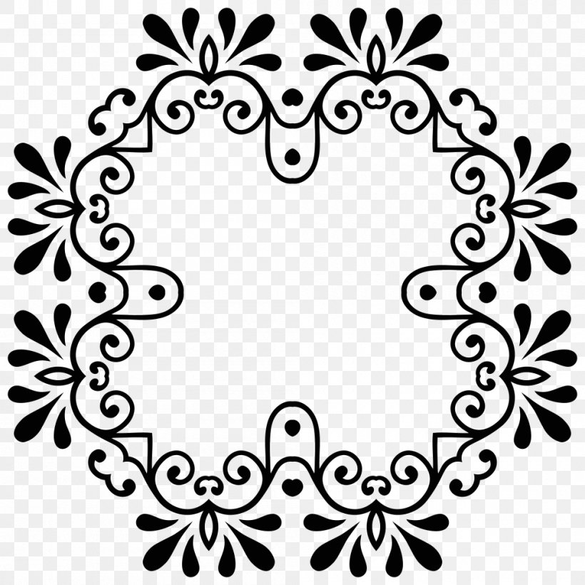 Floral Design Borders And Frames Visual Arts Clip Art, PNG, 1000x1000px, Floral Design, Area, Art, Black, Black And White Download Free