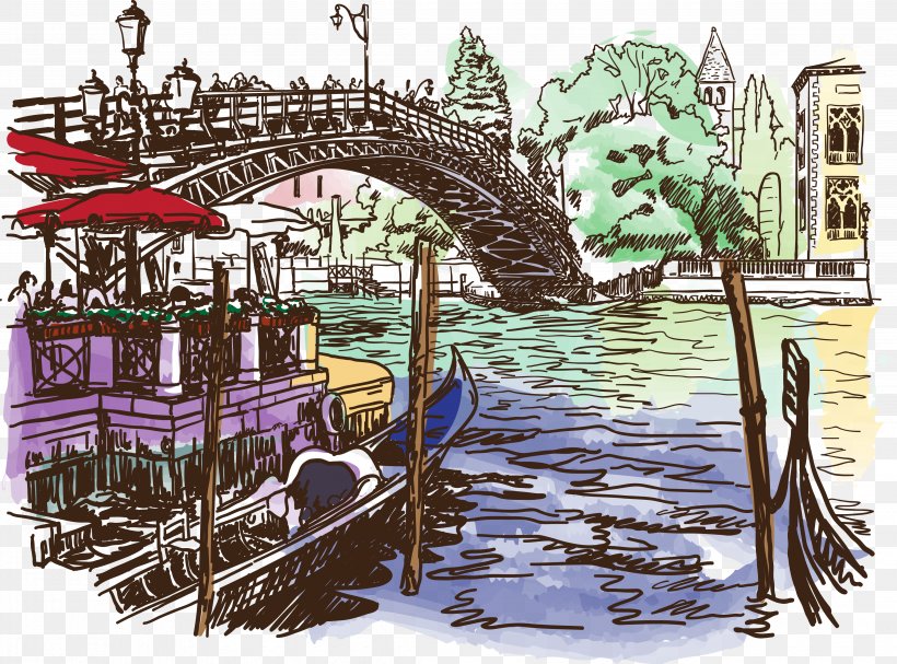 Venice Drawing, PNG, 4331x3208px, Venice, Boat, Drawing, Gondola, Graphic Arts Download Free
