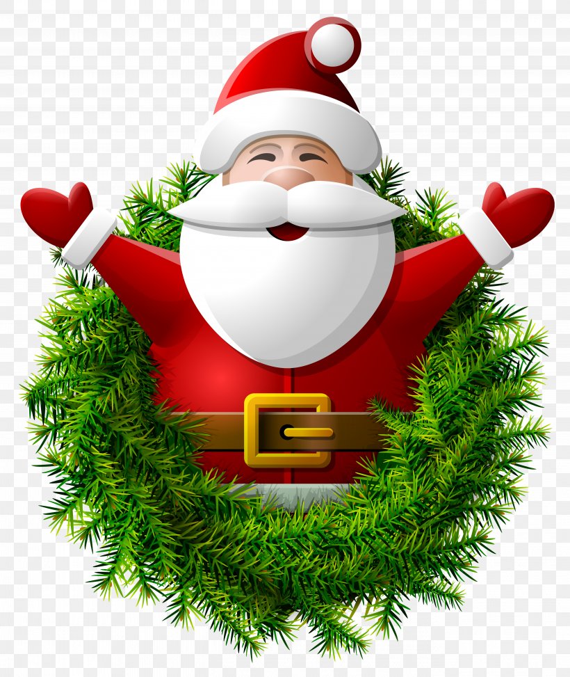 Santa Claus Wreath Clipart Image, PNG, 5359x6363px, Santa Claus, Christmas, Christmas Card, Christmas Decoration, Christmas Eve Download Free
