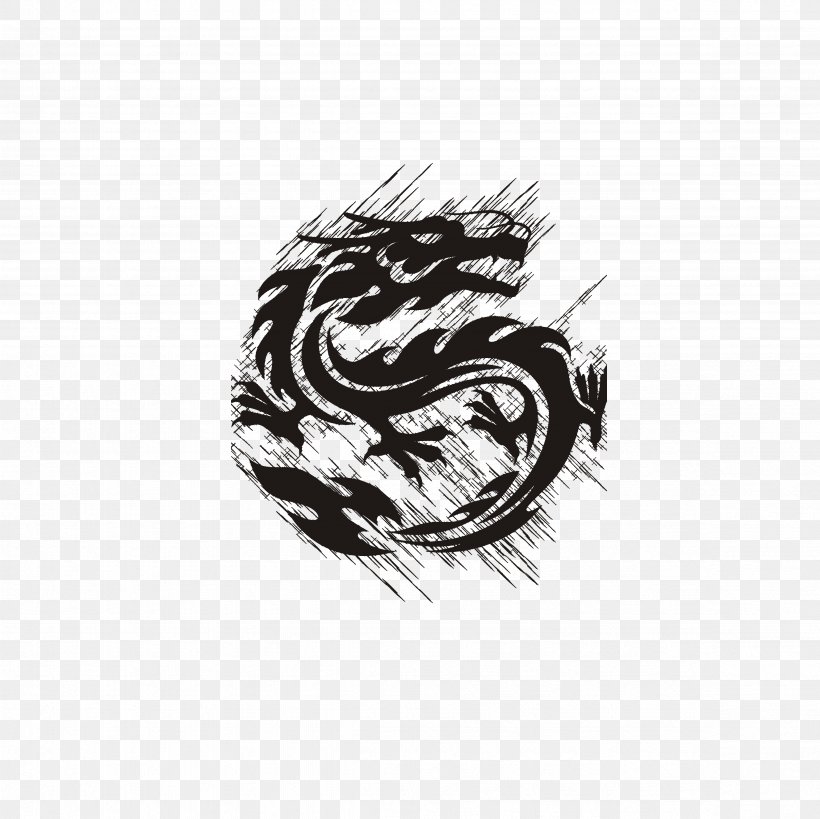 Dragon Logo Royalty-free Clip Art, PNG, 4724x4724px, Dragon, Black And White, Chinese Dragon, Decal, Logo Download Free