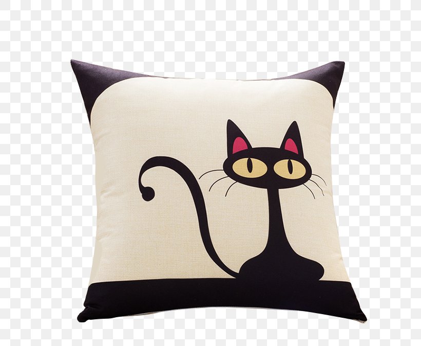 Throw Pillow Cushion Case Linen, PNG, 750x673px, Pillow, Bed, Bed Sheet, Bedding, Black Cat Download Free