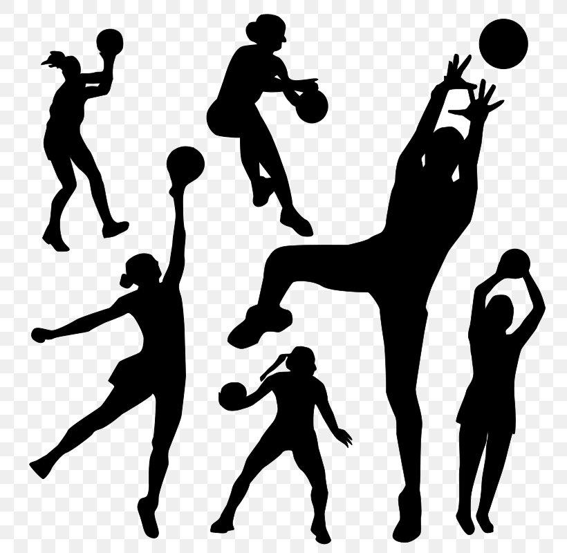 Netball Silhouette Illustration, PNG, 800x800px, Netball, Ball, Basketball, Black And White, Handball Download Free