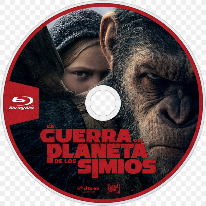Planet Of The Apes Blu-ray Disc War Film 0, PNG, 1000x1000px, 2017, Ape, Bluray Disc, Brand, Dawn Of The Planet Of The Apes Download Free