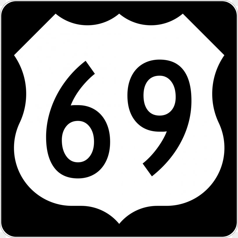 U.S. Route 69 In Oklahoma Iowa Road US Numbered Highways, PNG, 2000x2000px, Us Route 69, Area, Black And White, Brand, Iowa Download Free