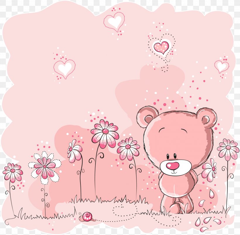 Bear Paper Sticker Adhesive Wall Decal, PNG, 2024x1983px, Watercolor, Cartoon, Flower, Frame, Heart Download Free