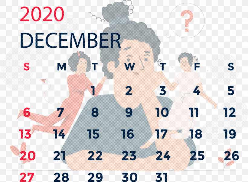 December 2020 Printable Calendar December 2020 Calendar, PNG, 2999x2207px, December 2020 Printable Calendar, Behavior, Cartoon, Communication, December 2020 Calendar Download Free