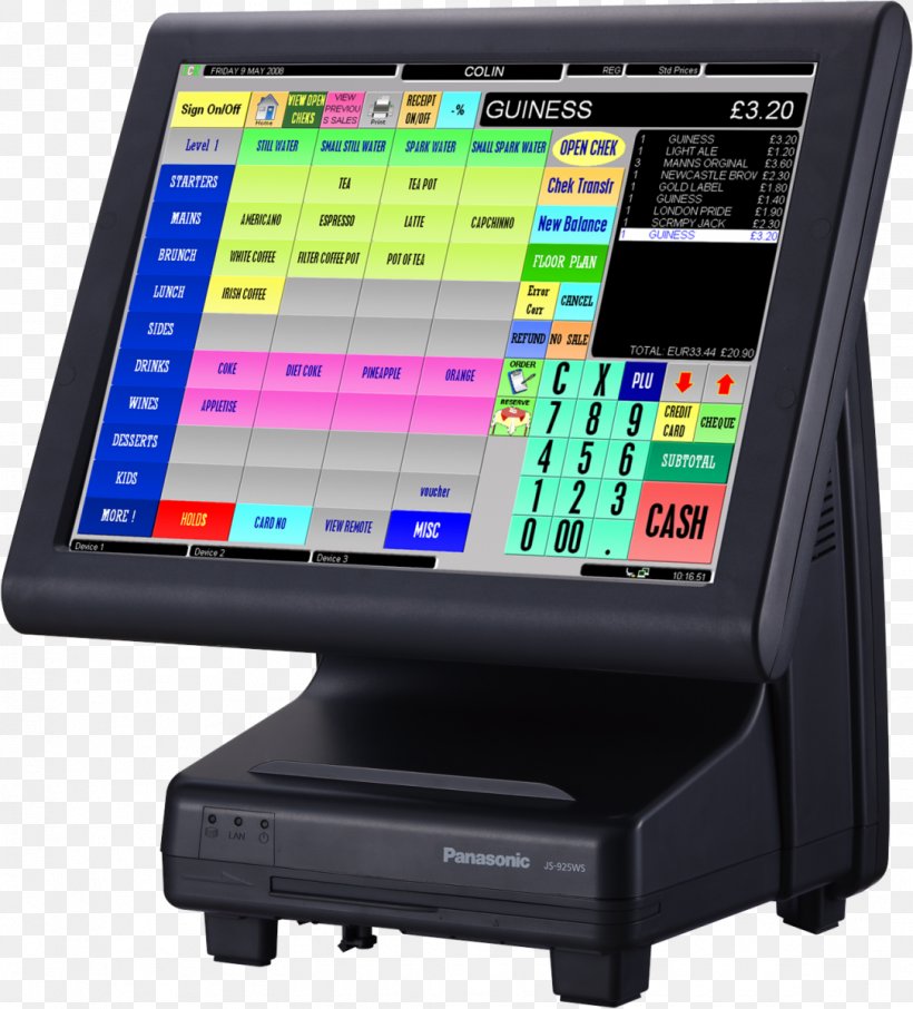 Display Device Point Of Sale Cash Register Touchscreen Computer Software, PNG, 1086x1200px, Display Device, Barcode Scanners, Card Reader, Cash Register, Computer Hardware Download Free