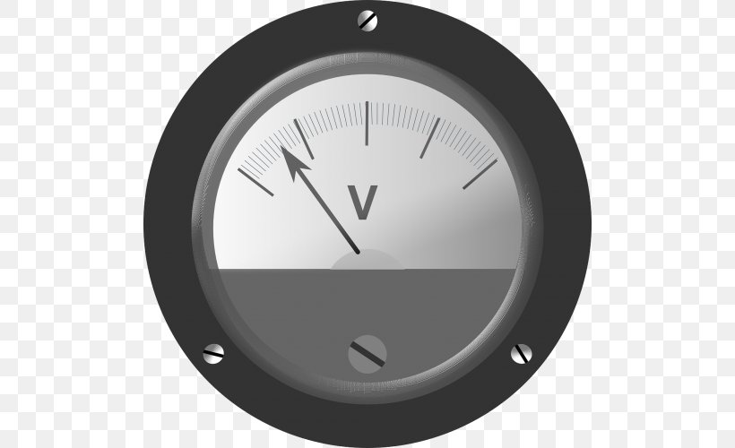 Voltmeter Electric Potential Difference Electronics Clip Art, PNG, 500x500px, Voltmeter, Ammeter, Clock, Direct Current, Electric Current Download Free