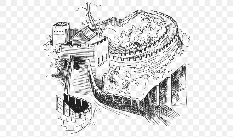 Great Wall Of China Drawing Architecture Wonders Of The World Sketch Png 535x4px Great Wall Of