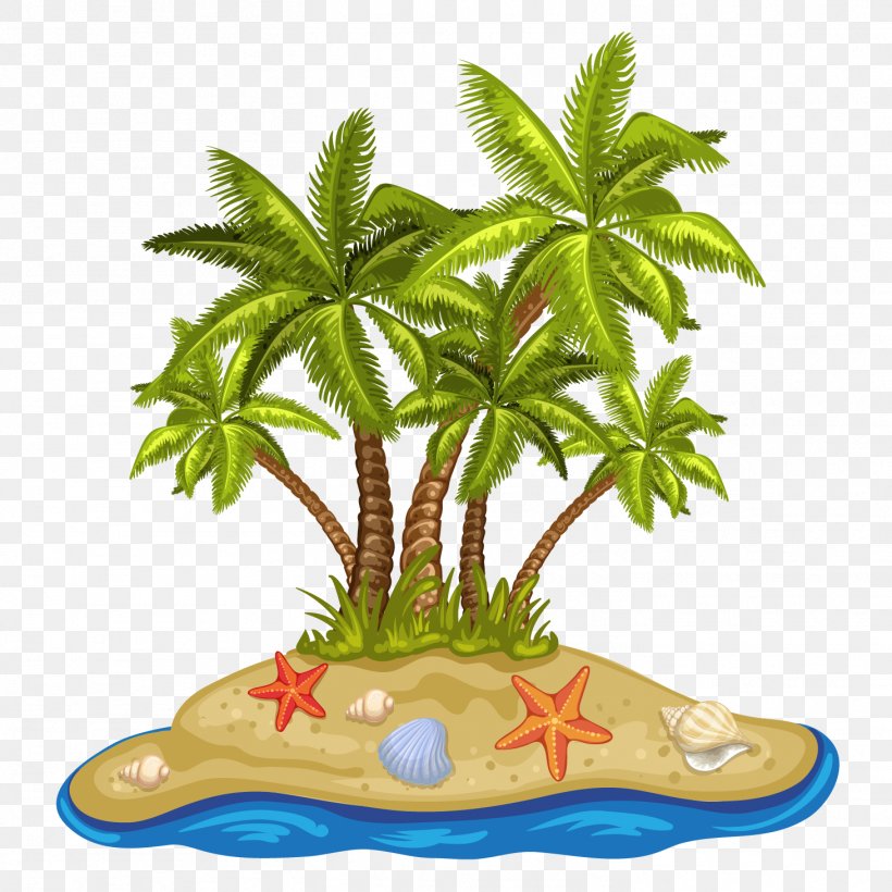 Cartoon Summer Beach Coconut Tree, PNG, 1461x1461px, Palm Islands,  Arecaceae, Arecales, Beach, Flowerpot Download Free