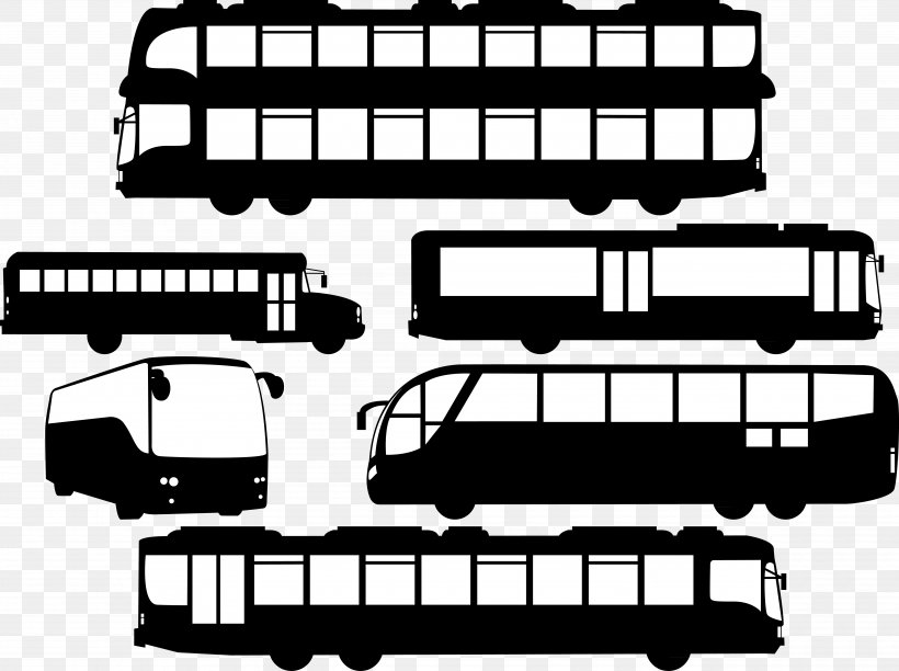 Tour Bus Service Silhouette Euclidean Vector, PNG, 5290x3951px, Bus, Black And White, Brand, Coach, Doubledecker Bus Download Free