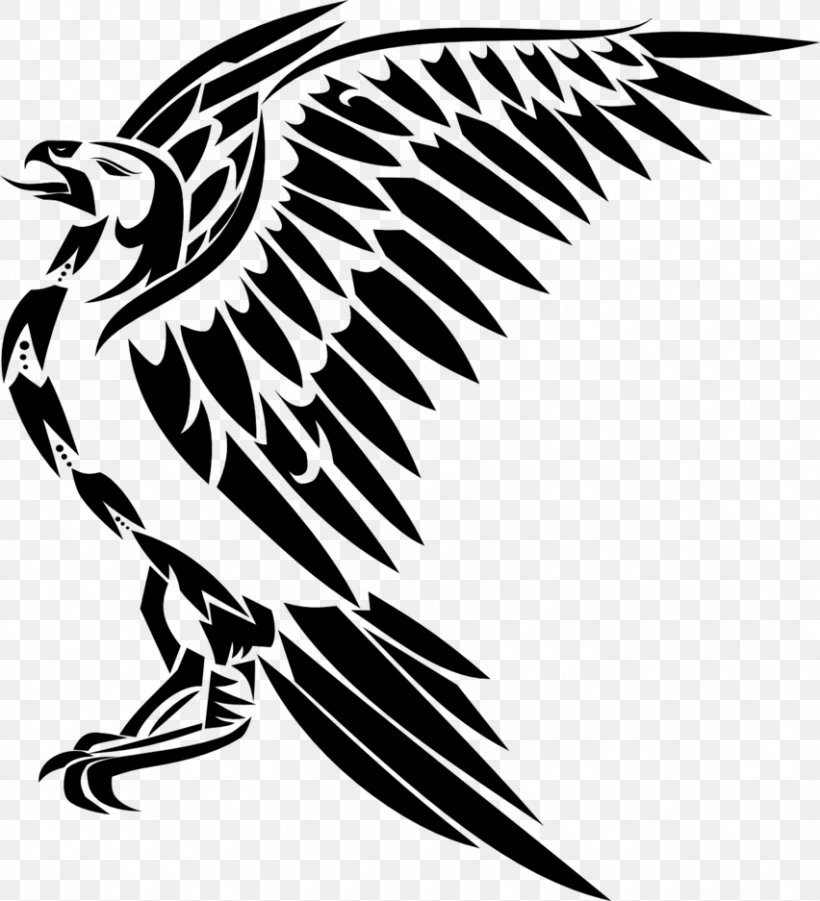 Black And White Eagle Tattoo Clip Art, PNG, 852x937px, Black And White, Art, Artwork, Beak, Bird Download Free