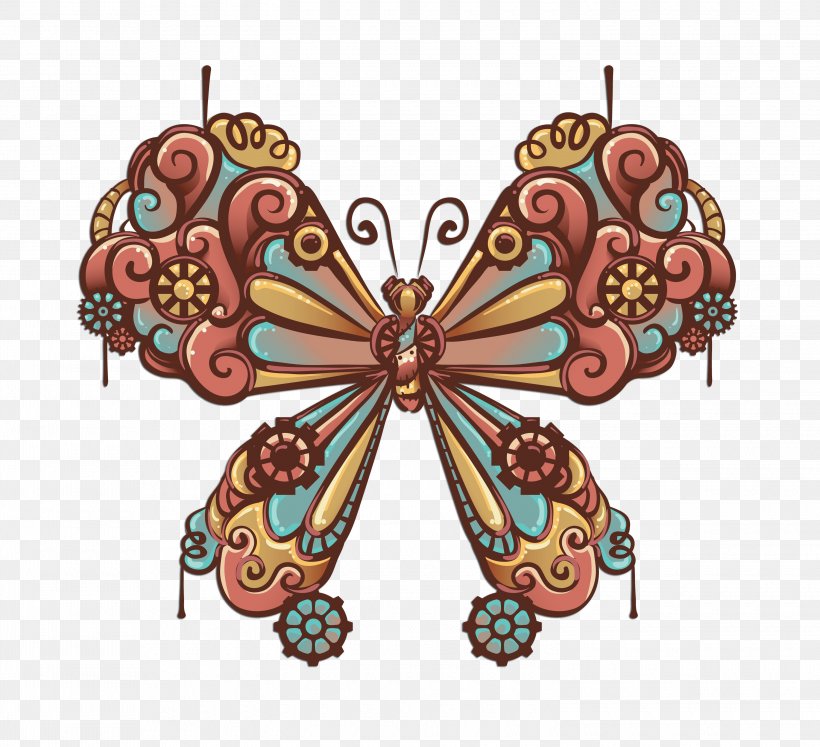 Butterfly Cartoon, PNG, 3000x2734px, Steampunk, Butterfly, Insect, Jewellery, Metal Download Free