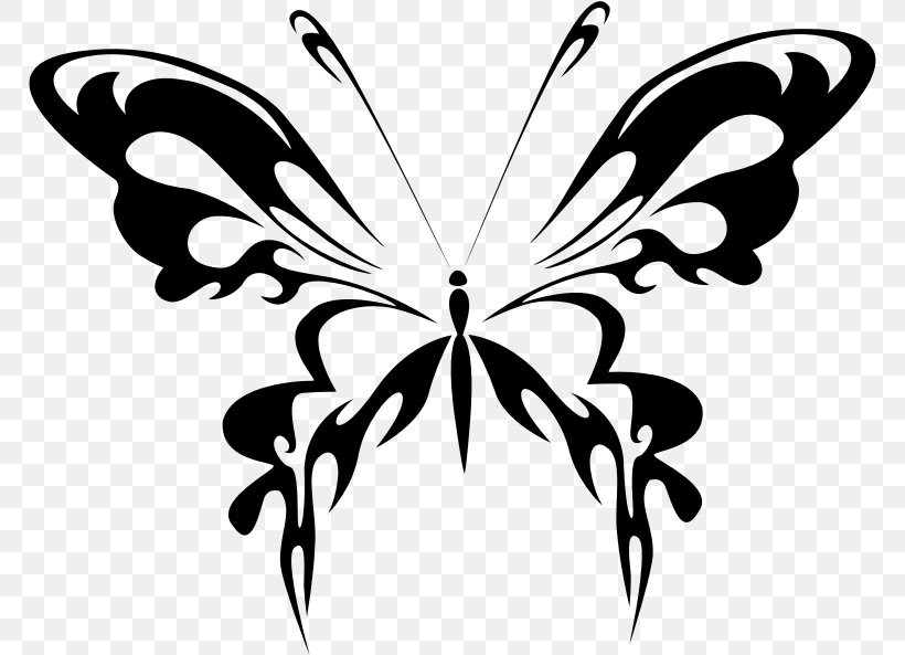 Butterfly Insect Clip Art, PNG, 768x593px, Butterfly, Arthropod, Black And White, Brush Footed Butterfly, Drawing Download Free