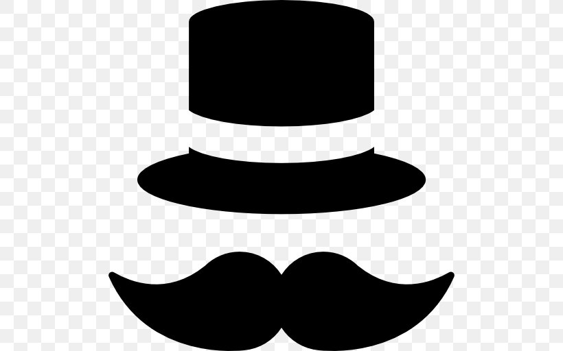 Moustache, PNG, 512x512px, Top Hat, Black, Black And White, Bowler Hat, Cowboy Hat Download Free