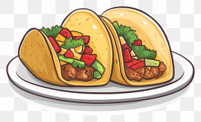 Tacos On Plate - Illustration Of Delicious Colorful Tacos On A Plate PNG