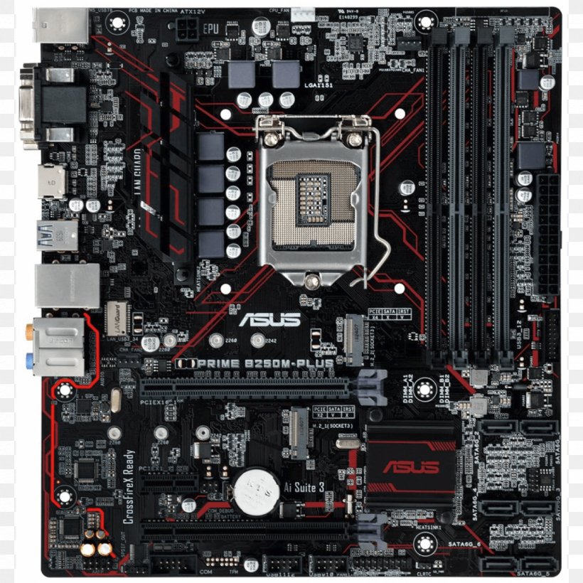 Intel Asus PRIME B250M-PLUS Motherboard LGA 1151 MicroATX, PNG, 1200x1200px, Intel, Asus, Asus Prime B250ma, Atx, Computer Download Free
