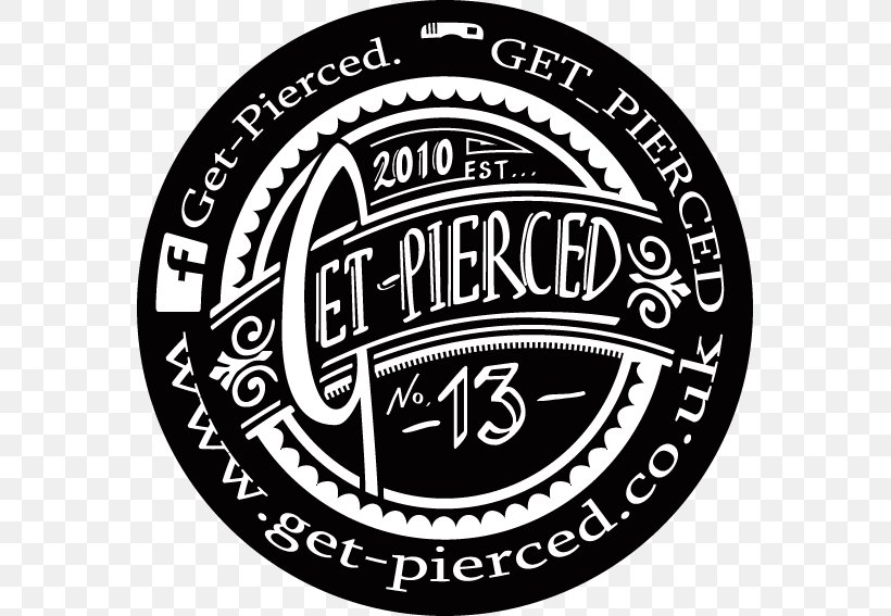 Get-Pierced Body Piercing Logo Tattoo Jewellery, PNG, 567x567px, Body Piercing, Area, Badge, Black And White, Brand Download Free