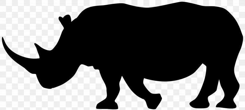 Rhinoceros Silhouette Clip Art, PNG, 8000x3606px, Rhinoceros, Animal, Black, Black And White, Cattle Like Mammal Download Free