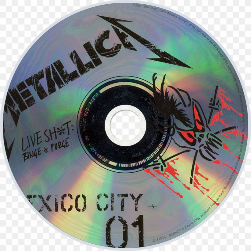 Compact Disc Live Shit: Binge & Purge Metallica Load Heavy Metal, PNG, 1000x1000px, Watercolor, Cartoon, Flower, Frame, Heart Download Free