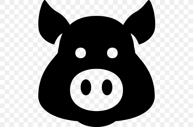 Pig Clip Art, PNG, 540x540px, Pig, Animal, Black, Black And White, Head Download Free