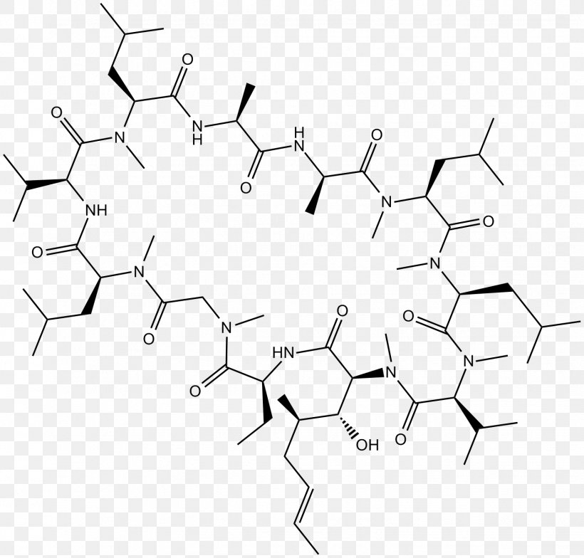 Cyclosporine Cyclophilin Calcineurin Inhibitor Immunosuppressant Immunosuppressive Drug, PNG, 1531x1465px, Cyclosporine, Area, Black And White, Calcineurin, Diagram Download Free