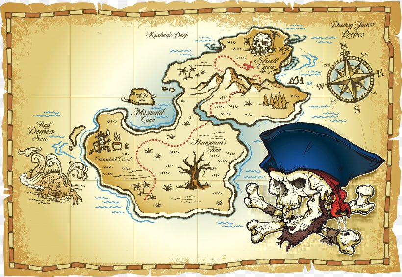 Treasure Map Buried Treasure Piracy, PNG, 4000x2762px, Treasure Map, Blank Map, Buried Treasure, Jolly Roger, Map Download Free