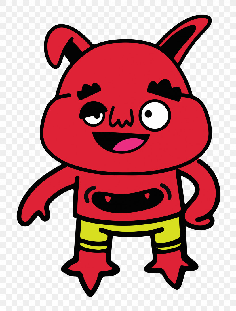Cartoon Character Red Line Snout, PNG, 1901x2500px, Monster, Cartoon, Character, Geometry, Halloween Download Free