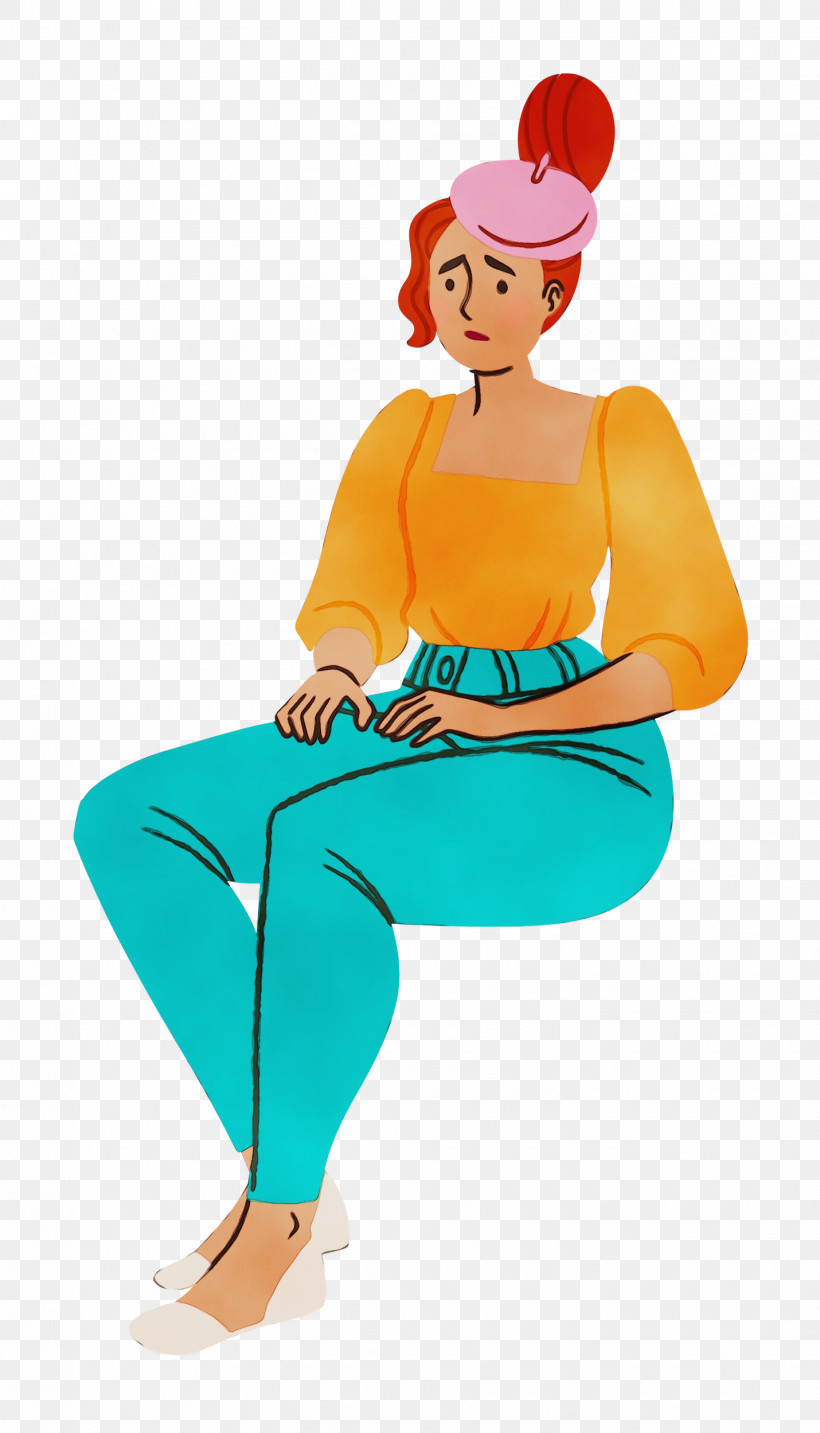 Orange, PNG, 1430x2500px, Sitting, Biology, Cartoon, Clothing, Girl Download Free