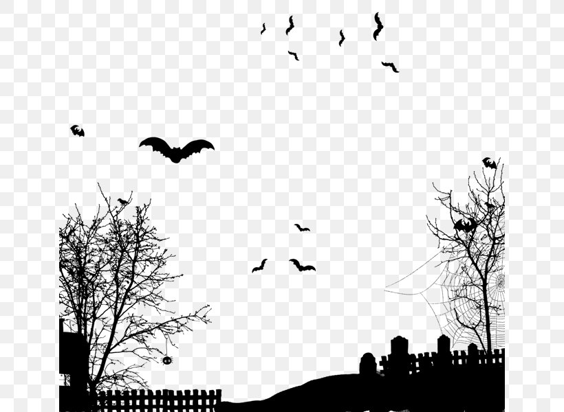 Halloween Black And White Ink, PNG, 648x600px, Halloween, Black, Black And White, Branch, Costume Download Free