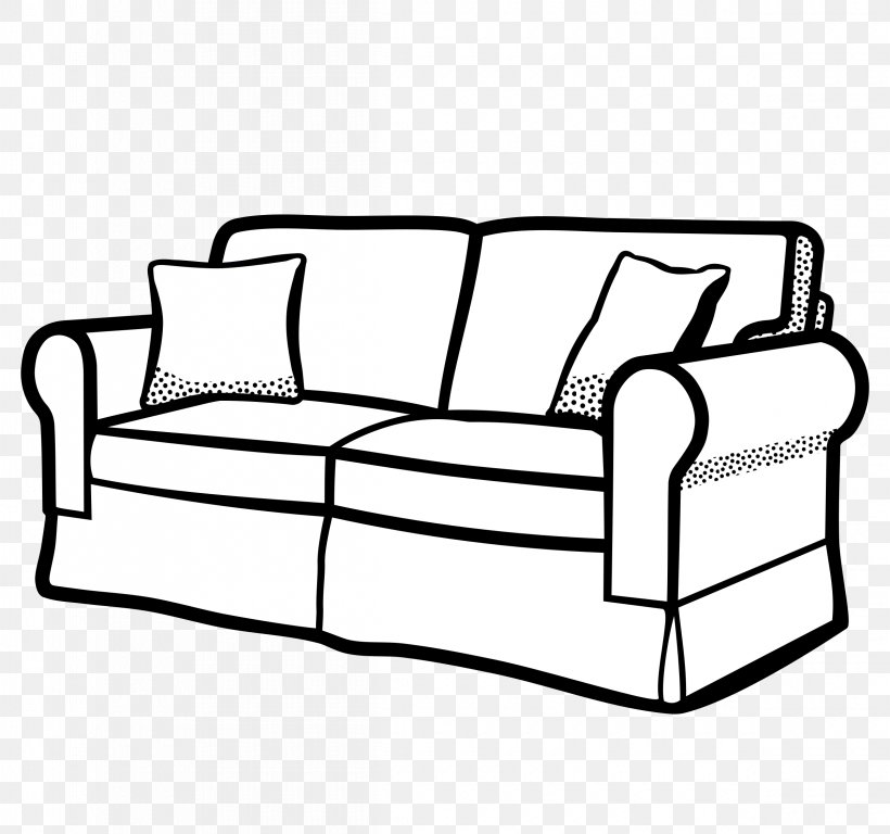 Couch Sofa Bed Clip Art, PNG, 2400x2250px, Couch, Area, Black And White, Chair, Drawing Download Free