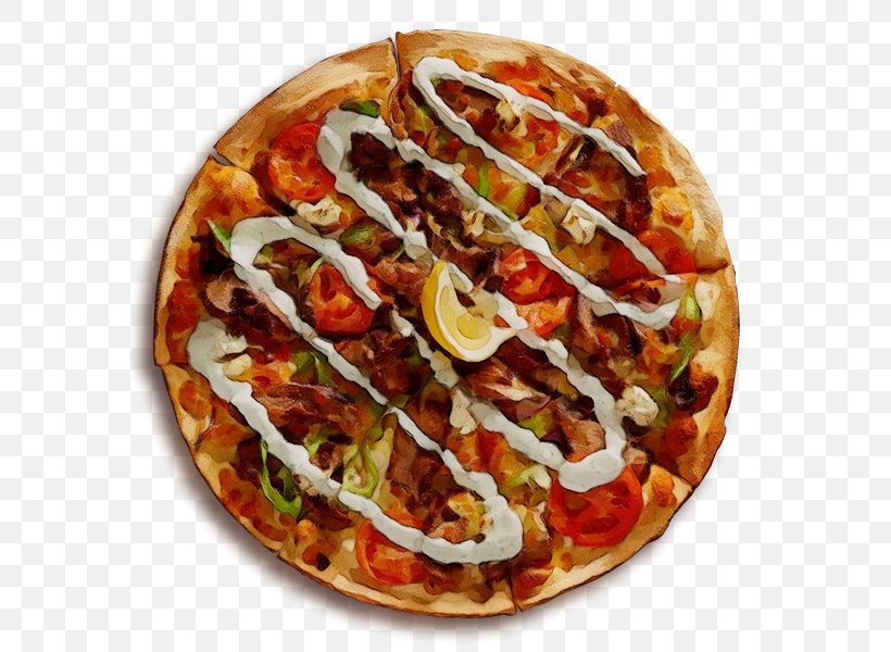 Dish Food Cuisine Pizza Junk Food, PNG, 600x600px, Watercolor, Californiastyle Pizza, Cuisine, Dish, Fast Food Download Free