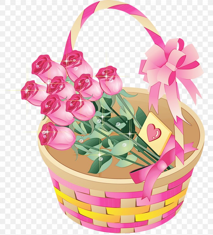 Pink Flowerpot Flower Gift Basket Basket, PNG, 2726x3000px, Watercolor, Basket, Flower, Flower Girl Basket, Flowerpot Download Free