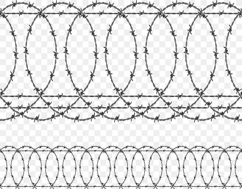 Barbed Wire Fence, PNG, 907x707px, Barbed Wire, Area, Barbed Tape, Black And White, Chain Link Fencing Download Free
