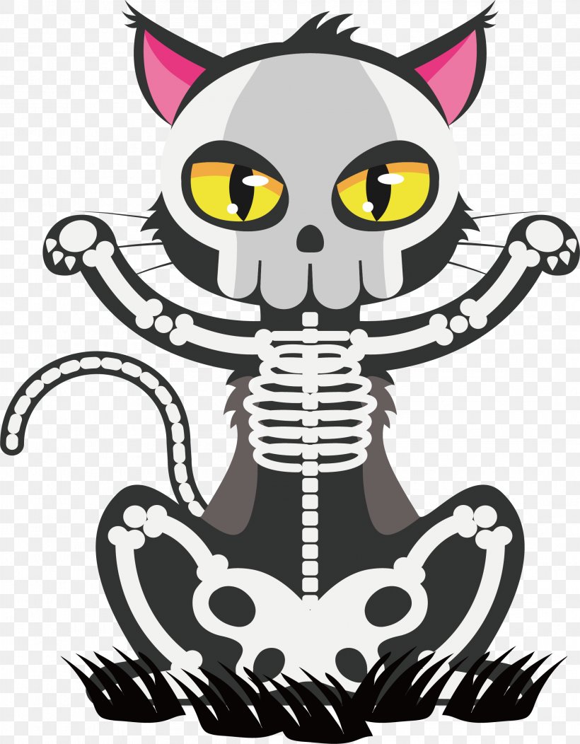 Cat Skeleton Skull Euclidean Vector, PNG, 2195x2817px, Cat, Animal, Art, Black And White, Black Cat Download Free
