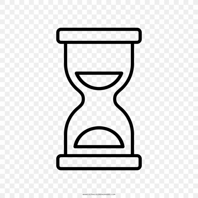 Hourglass Clock Drawing Time, PNG, 1000x1000px, Hourglass, Area, Black And White, Clock, Coloring Book Download Free