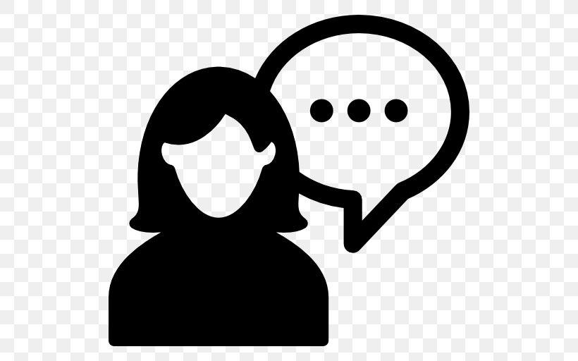Speech Balloon Woman, PNG, 512x512px, Speech, Area, Black, Black And White, Communication Download Free