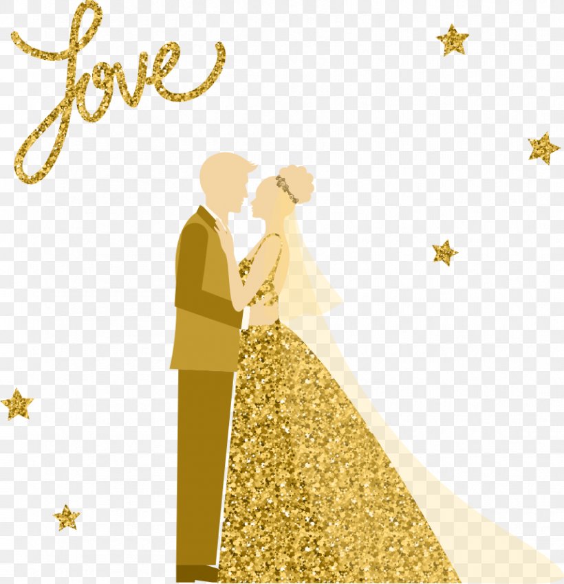 Silhouette Illustration, PNG, 857x889px, Silhouette, Cartoon, Contemporary Western Wedding Dress, Friendship, Gold Download Free