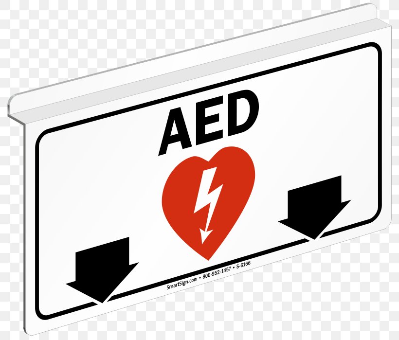 Automated External Defibrillators Sign Arrow Logo Defibrillation, PNG, 800x699px, Automated External Defibrillators, Area, Brand, Ceiling, Customer Service Download Free