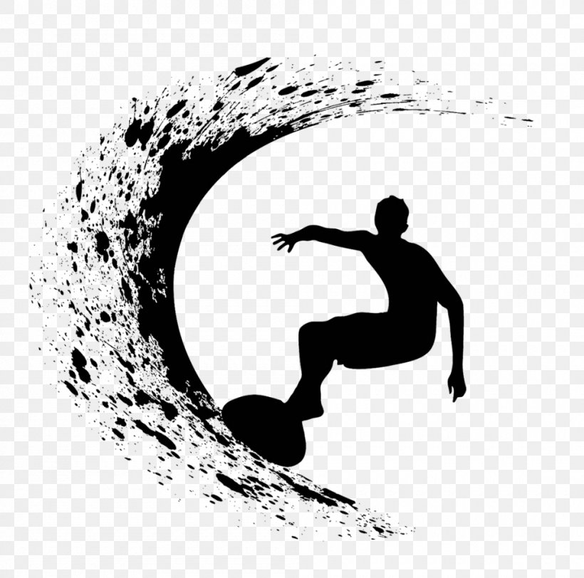 Vector Graphics Surfing Clip Art Illustration Silhouette, PNG, 1000x991px, Surfing, Black And White, Drawing, Human Behavior, Joint Download Free