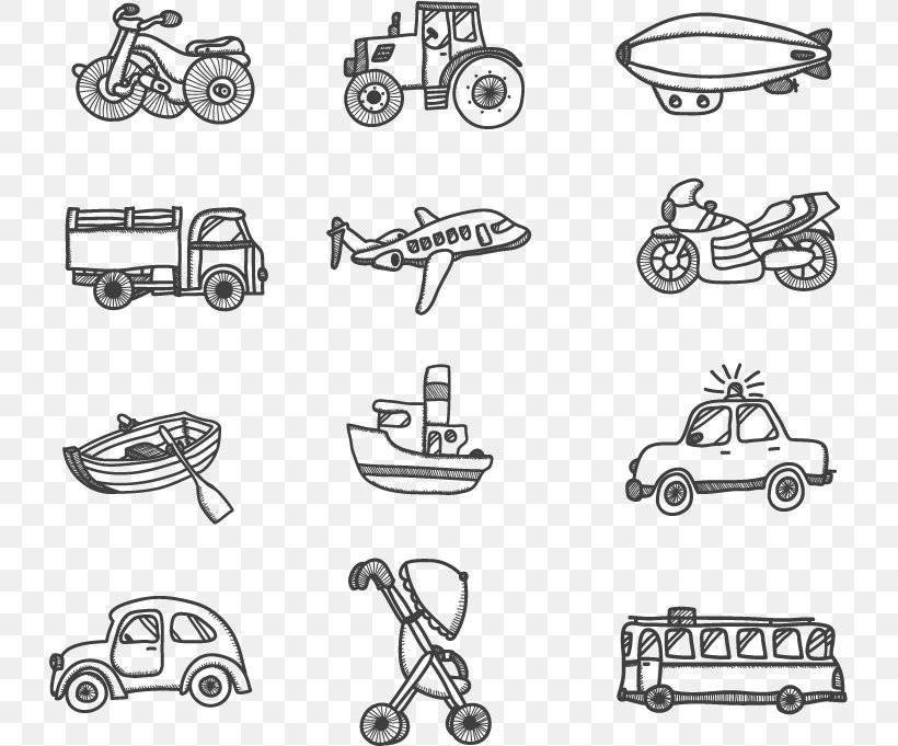 Sketches means of transport Royalty Free Vector Image