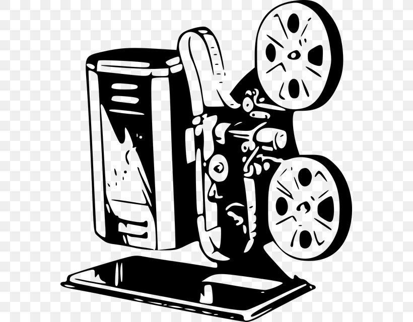 Movie Projector Film Clip Art, PNG, 579x640px, Movie Projector, Art, Artwork, Black And White, Cartoon Download Free