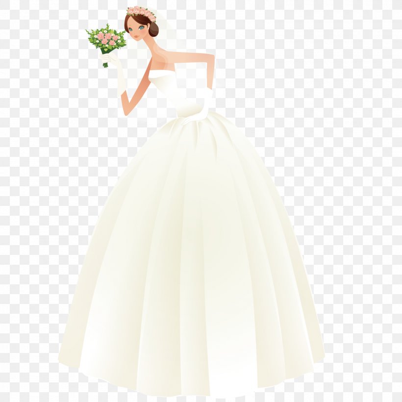 Wedding Dress Bride, PNG, 1500x1500px, Watercolor, Cartoon, Flower, Frame, Heart Download Free