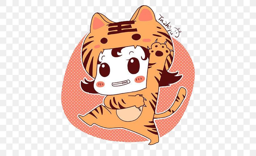 Tiger Cartoon Drawing, PNG, 500x500px, Tiger, Animation, Art, Carnivoran, Cartoon Download Free